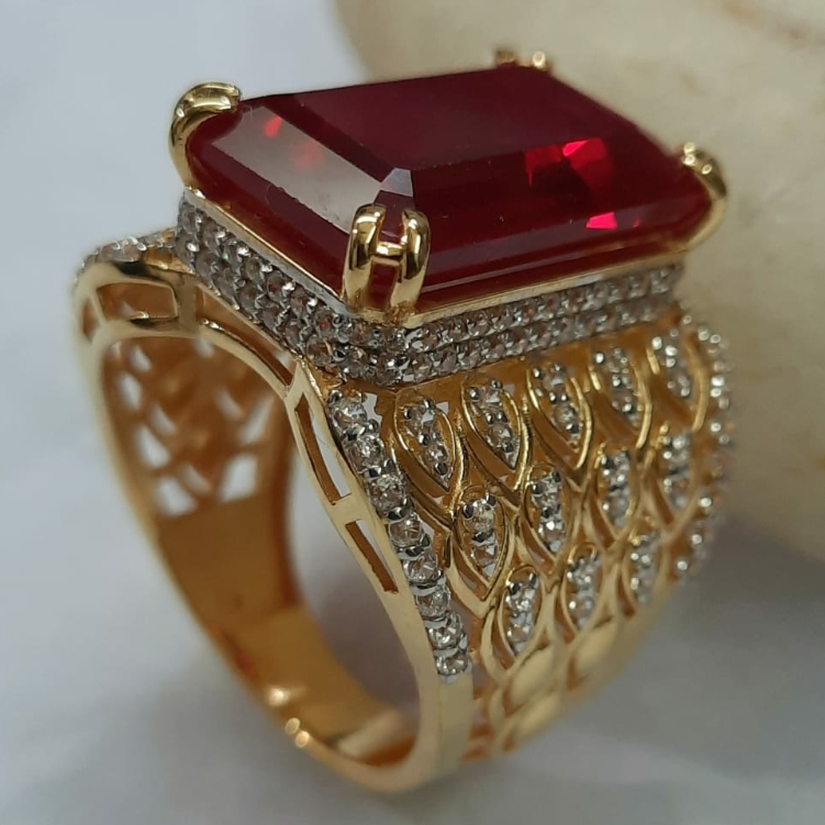 916 Gold Fancy Gent's Singal Stone Ring