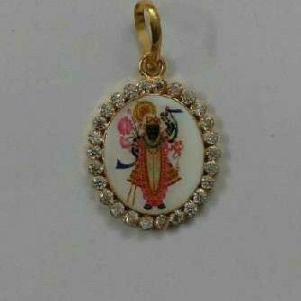 916 Gold Shrinathji Photo Diamond Pendant