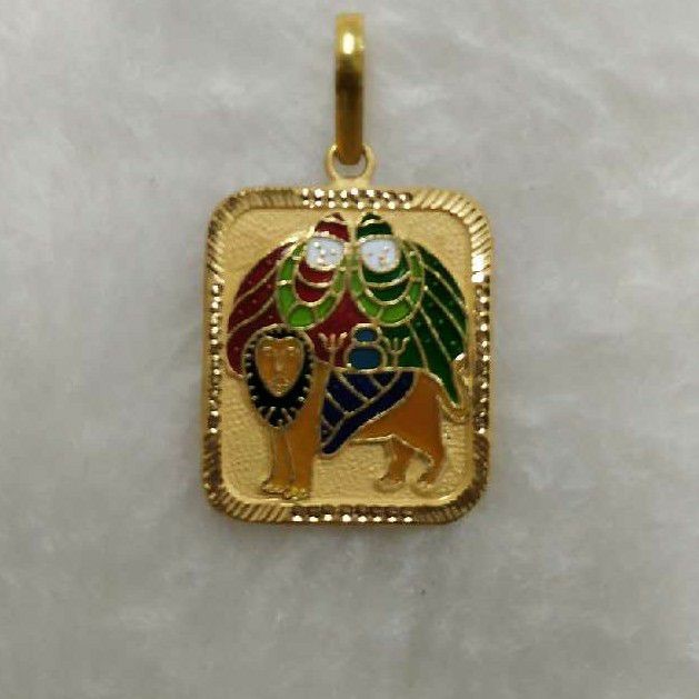 916 Gold Chamunda Maa Minakari Pendant