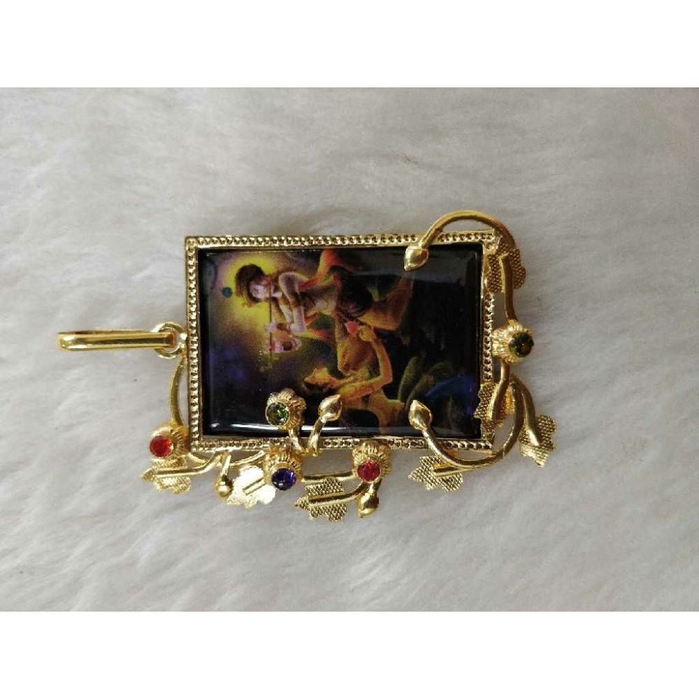 916 Gold Fancy Colored Stone Radhakrishna Pendant