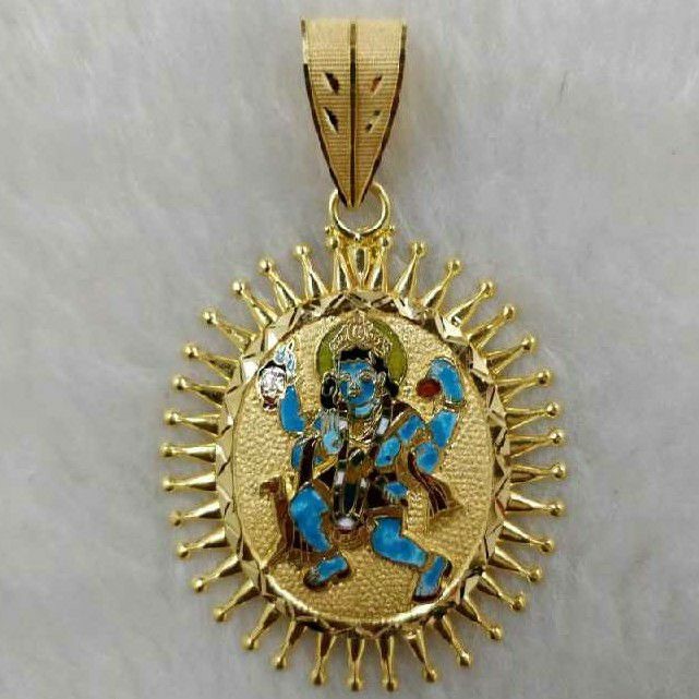 22KT Gold Meenakari Bhairavdada Pendant