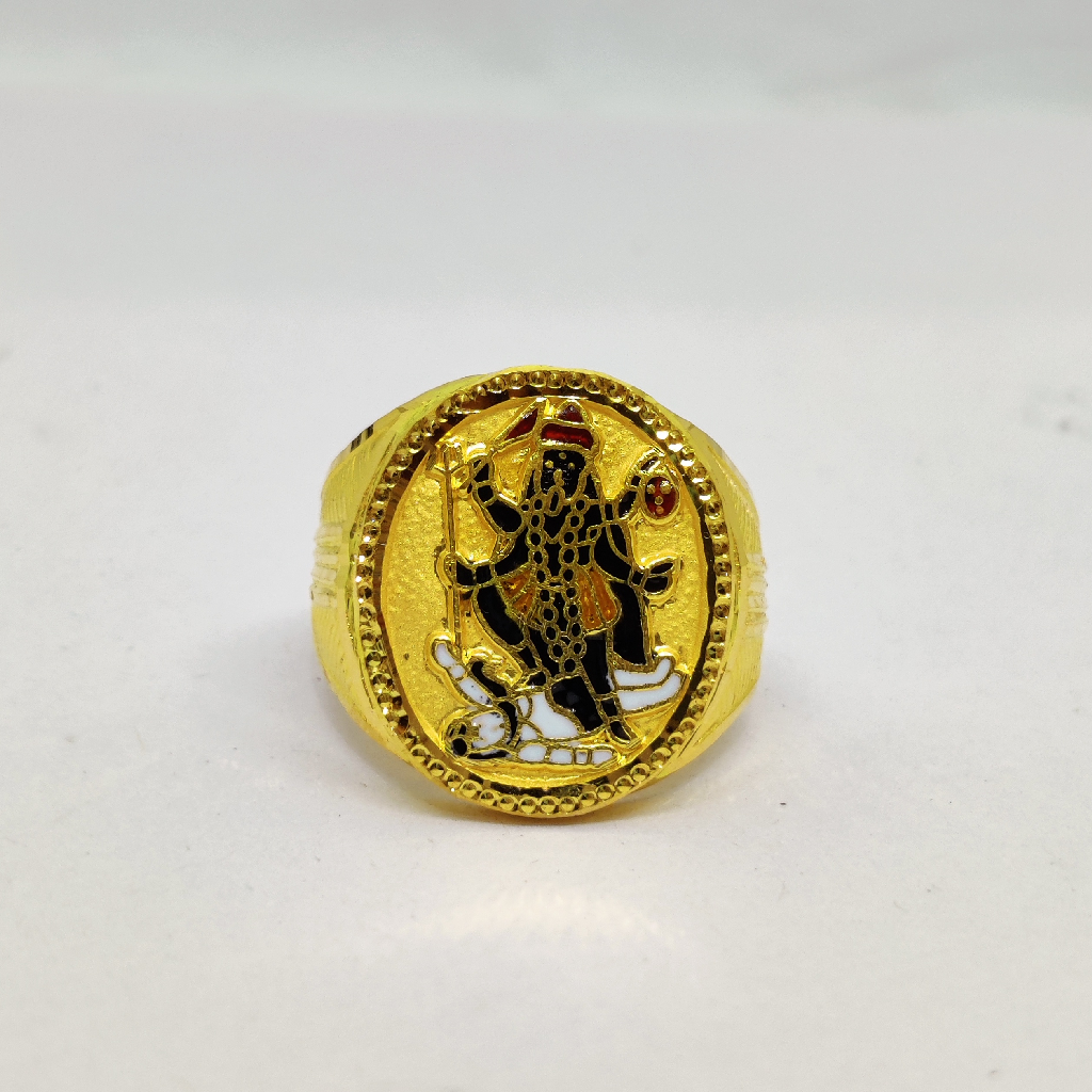 916 Gold Fancy Gent's Mahakali Maa Minakari Ring