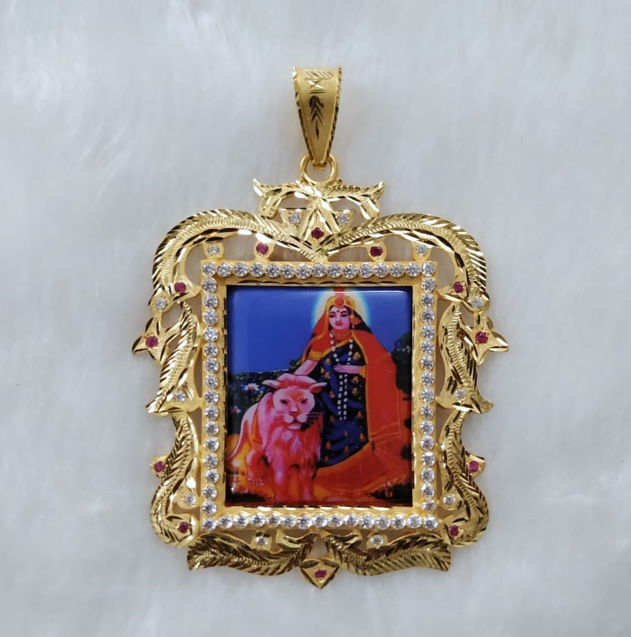 916 Gold Shakti Maa Photo Pendant