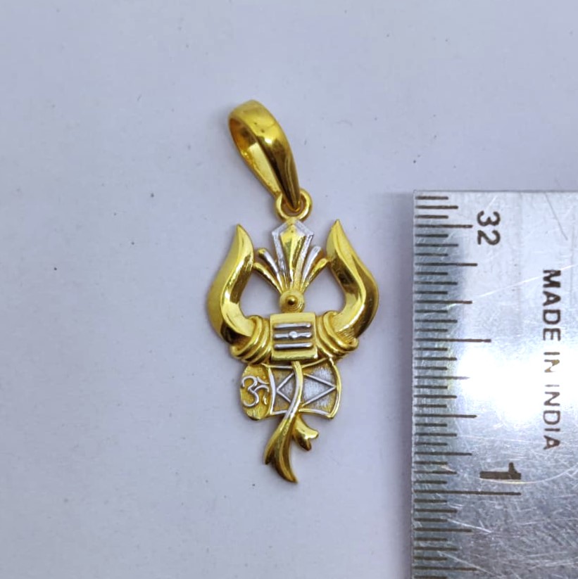 916 Gold Fancy Trishul Pendant
