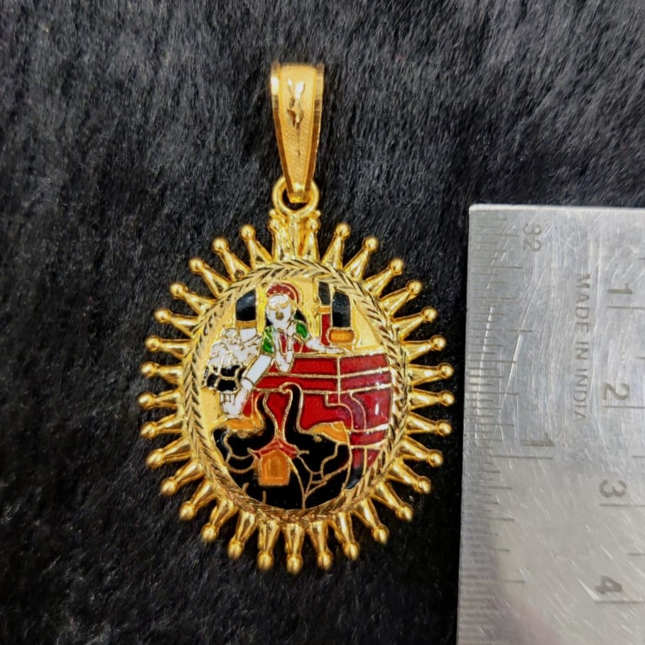 916 Gold Shakti Maa Minakari pendant