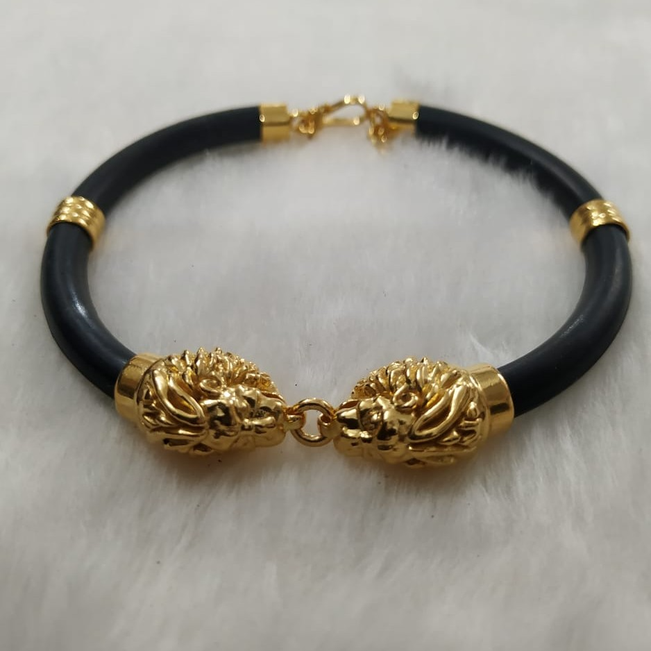 916 Gold Fancy Lion Face Rubber Belt