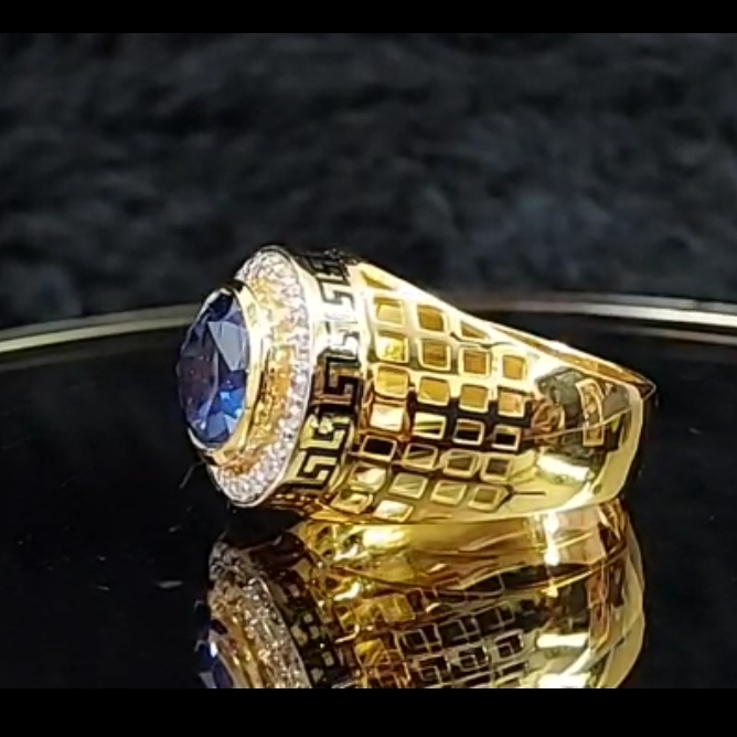 916 Gold Fancy Gent's Singal Stone Ring