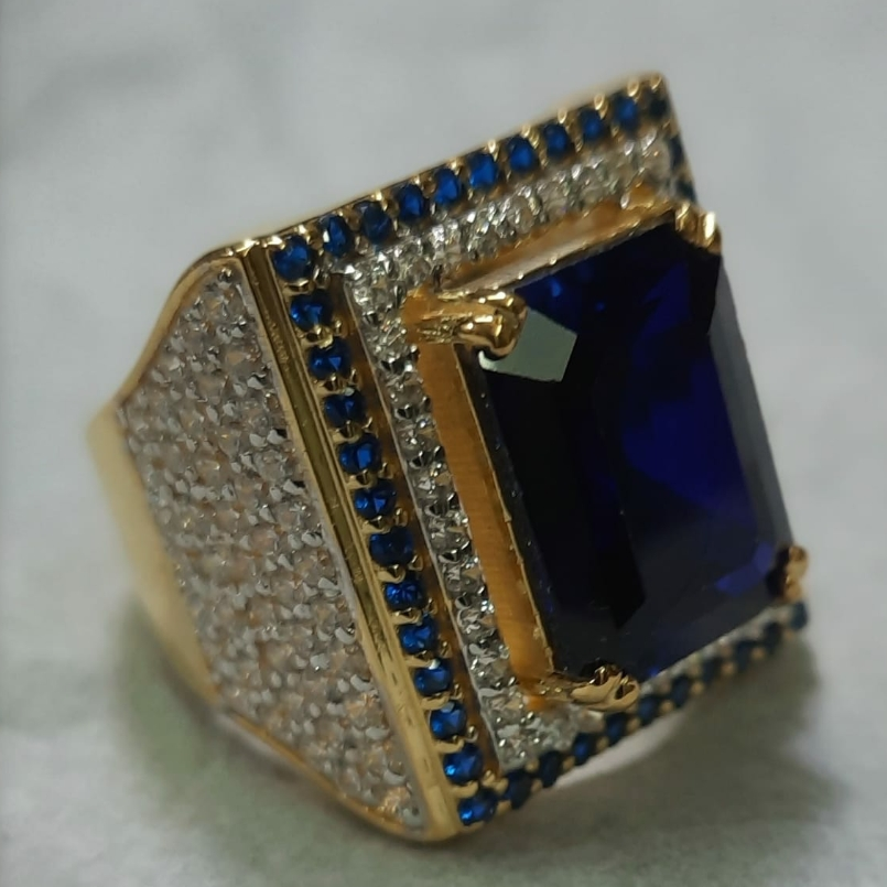 916 Gold Fancy Gent's Singal Stone Ring