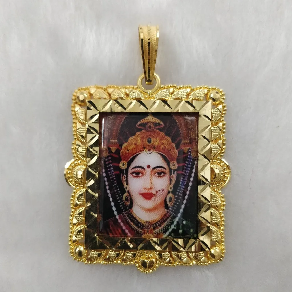 916 Gold Fancy Chehar Maa Photo Frame Pendant