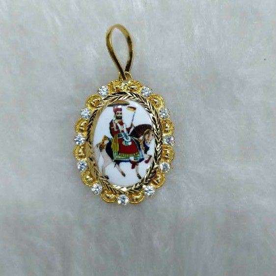 916 Gold Religious Ramapir Photo Frame Pendant