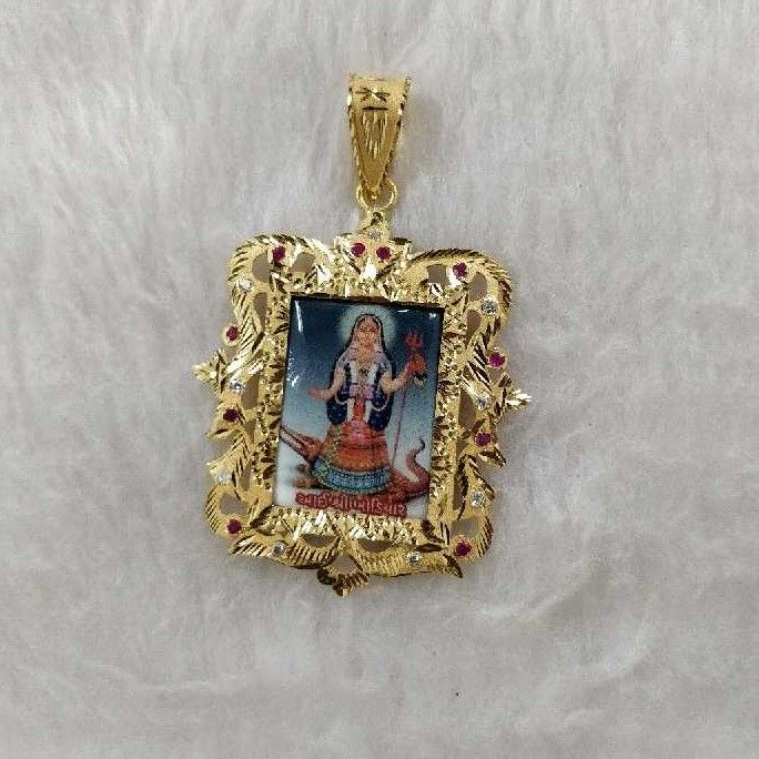 916 Gold Fancy Khodiyar Maa Photo Frame Pendant