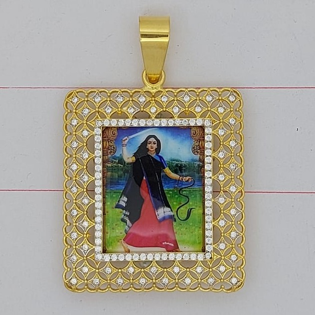 916 gold fancy gent's mogal maa photo frame pendant