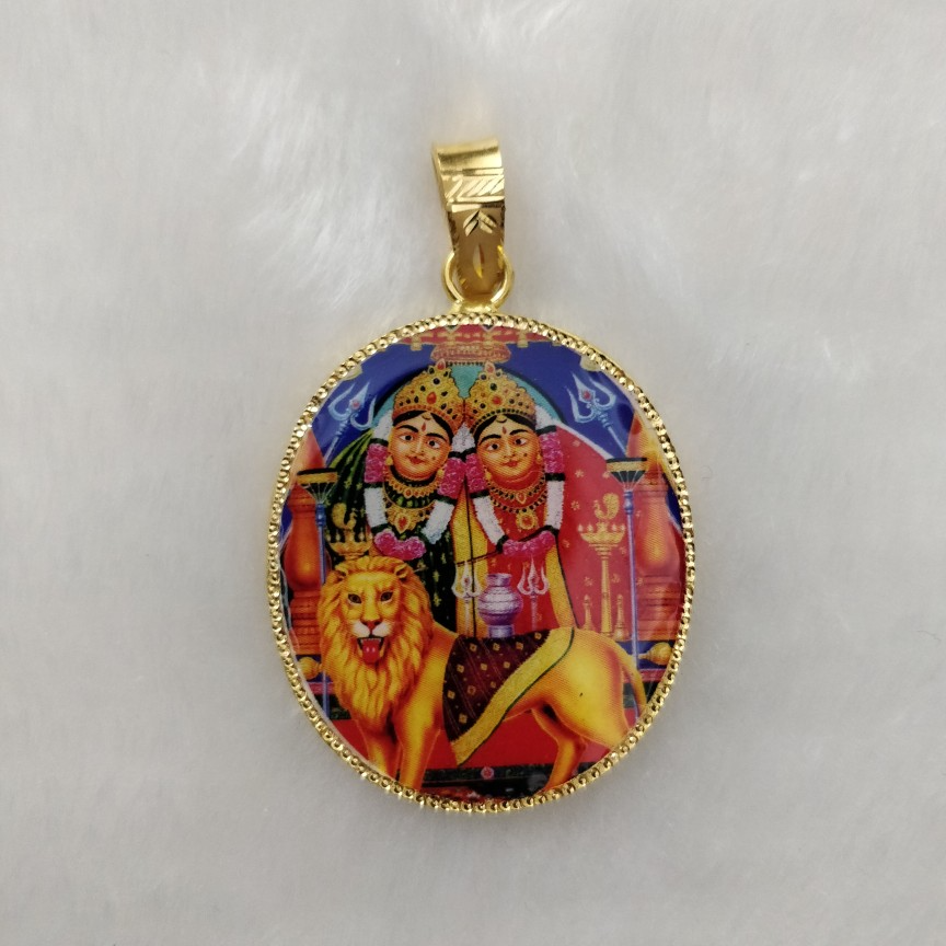 916 Gold Chamunda Maa Photo mina Pendant