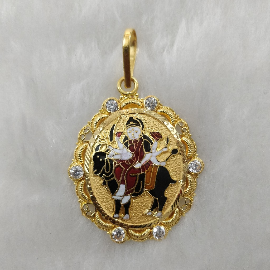 916 Gold Meladi Maa Minakari Pendant
