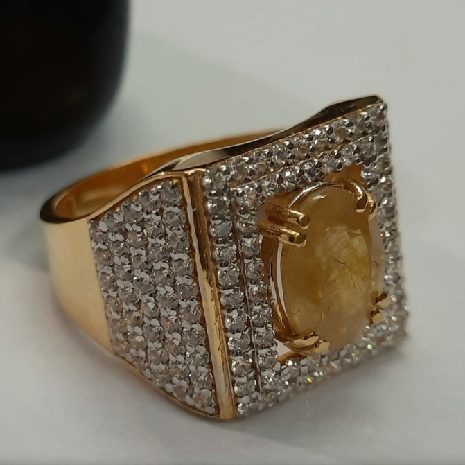 916 Gold Fancy Gent's Singal Stone Ring