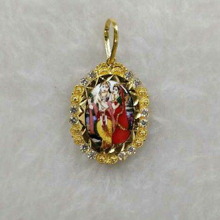 916 Gold Radha Krishna Photo Pendant