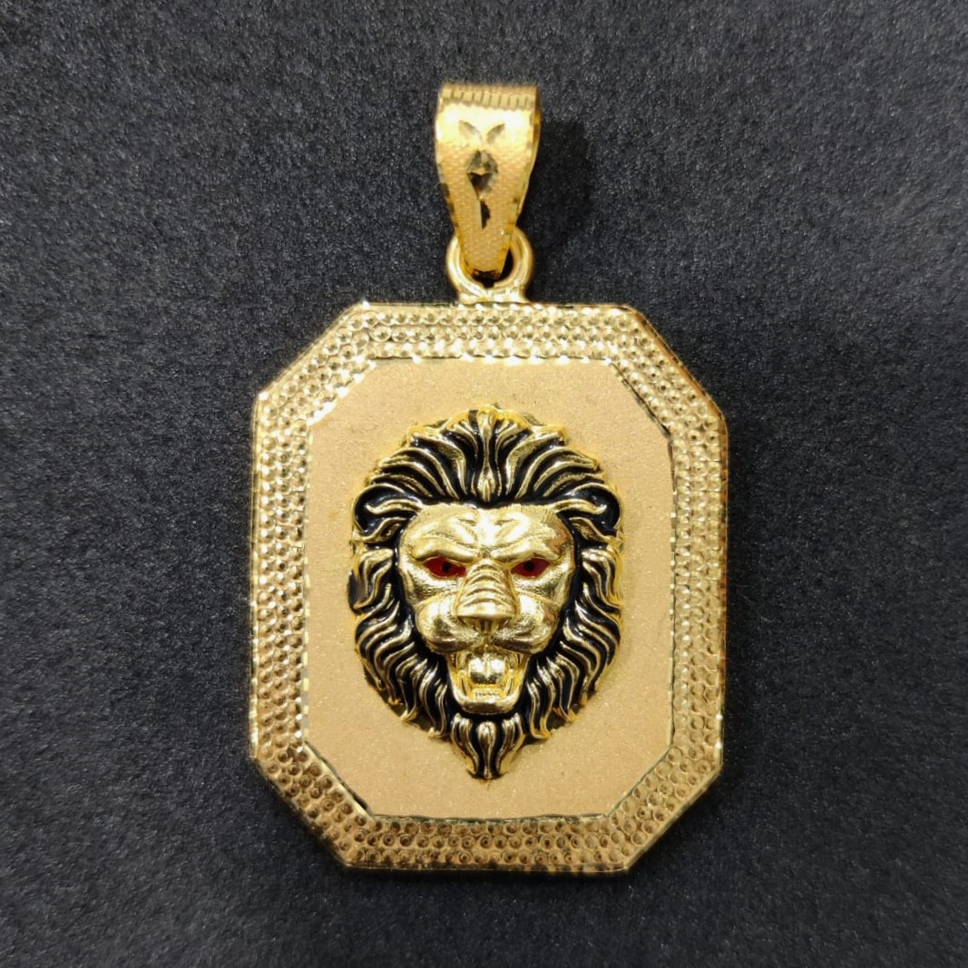 916 Gold Fancy Lion Face Pendant