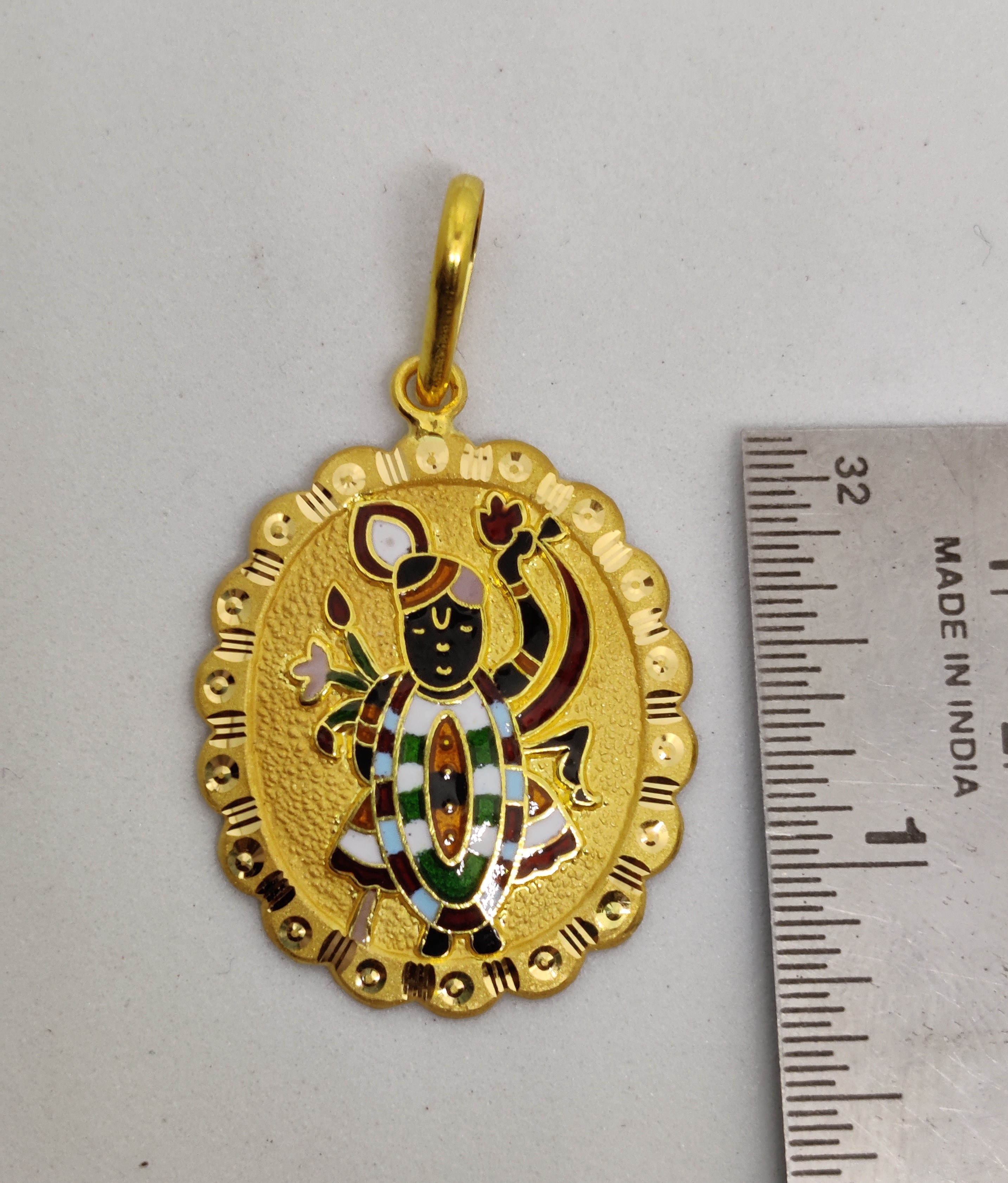 916 Gold Shreenathji MInakari Pendant