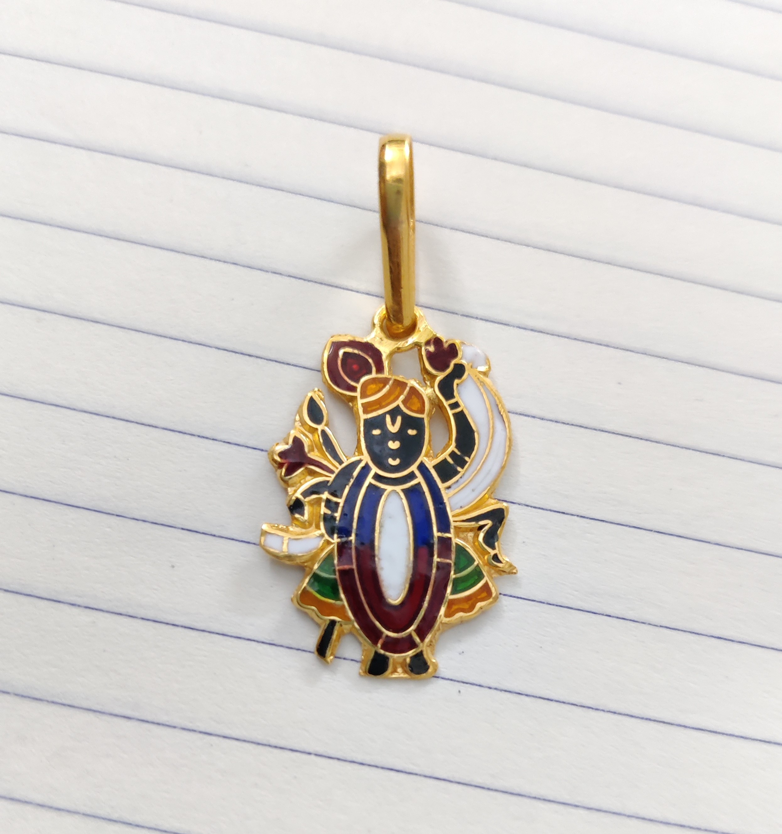 916 Gold Shreenathji MInakari Pendant