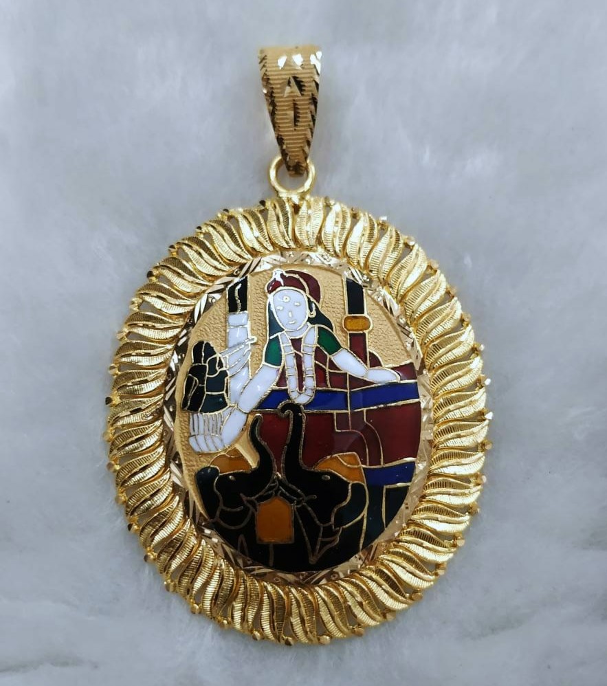 916 Gold Shakti Maa Minakari Pendant