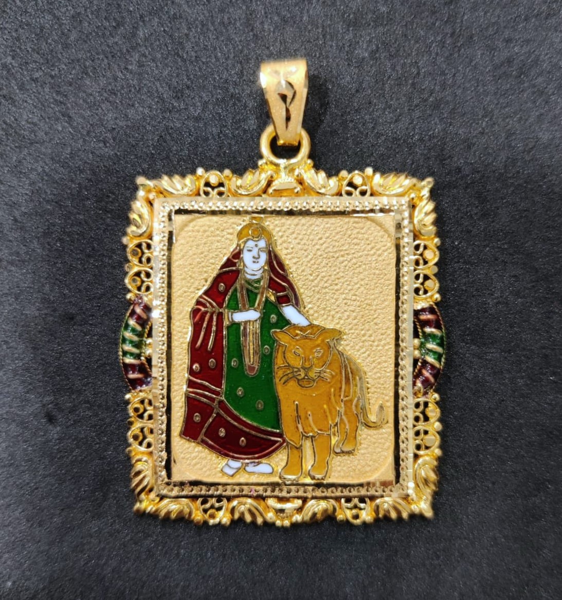 916 Gold Shakti Maa Minakari Pendant