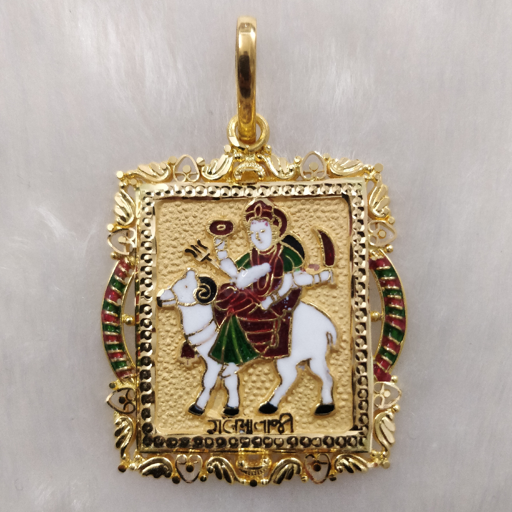 916 Gold Fancy Gent's Gel Maa Minakari Pendant